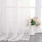 Chyhomenyc Ivory Sheer Scarf Valances for Windows 216 Inch Extra Long, Window Scarf Drapes Rod Pocket Backdrop for Wedding Arch Draping/Party/Canopy Bed/Living Room, 2PC, 18 Feet Length