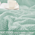 Exclusivo Mezcla Fleece Throw Blanket Extra Large, Super Soft and Warm Blankets for Couch, Sofa and Bed Waffle Textured, Cozy, Fuzzy and Lightweight (Mint Green, 50x70 Inches)