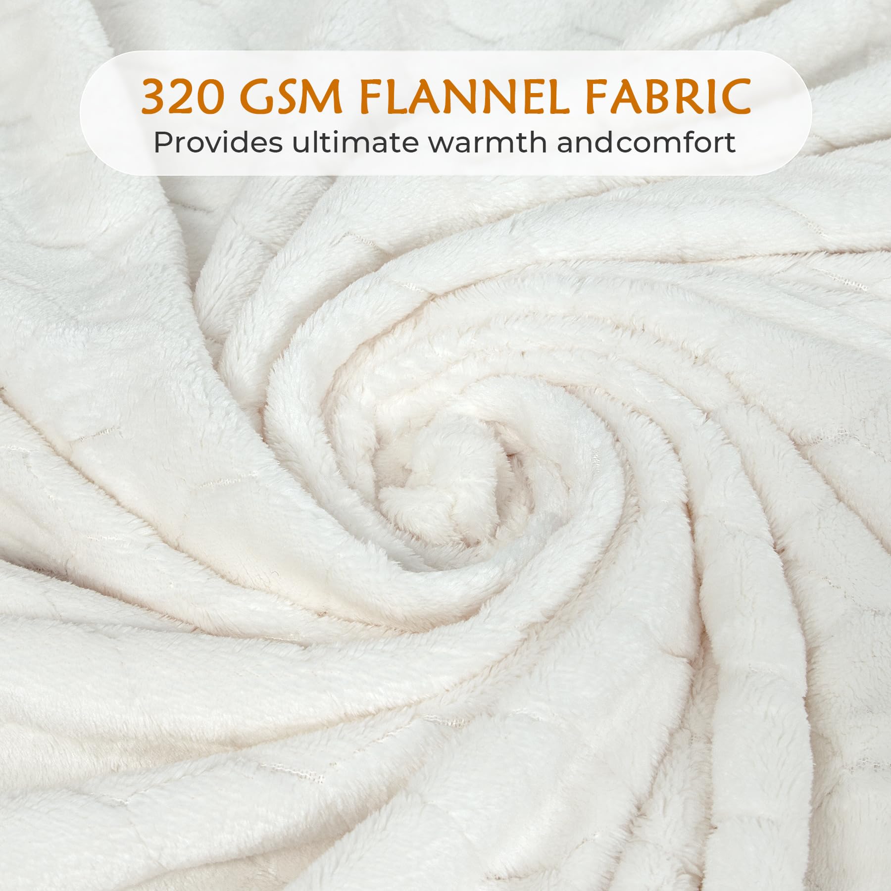 TOONOW Fleece Blanket Fuzzy Plush Throw Blanket 50" x 60", Super Soft Fluffy Bed Blanket Geometric Pattern Comfy Microfiber Flannel Blankets for Couch, Bed, Sofa, Cream White