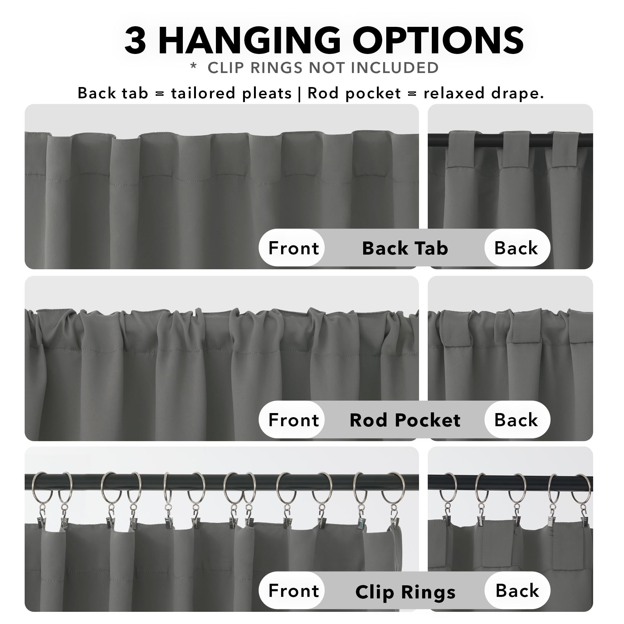 Deconovo Blackout Curtains for Bedroom, Living Room Curtains 45 Inches Long