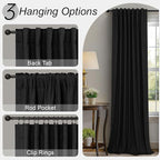 Long Black Curtains for Living Room Modern Farmhouse Linen Black Out Drapes for Bedroom Floor Length 102 Inch Curtain Panels Burg for 103 Inch Window Sound Deadening Thermal Patio Door 2 Panels 52x102