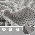 Yoovat Couch Cushion Covers for Sofa Couch Covers Wear-Resistant Universal Sofa Cover Washable Stretch for Sectional Slipcovers (Texture-Gray Blue,Chaise Cover)