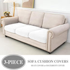 Couch Cushion Covers Seat Cushion Cover Stretch Couch Cover Separate Sectional Sofa Slipcovers Furniture Protector(3 Pieces for Seat or Sofa Backrest, White)