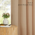 NICETOWN Living Room Curtains Camel Thick Linen Flax Texture, Grommet Semi Sheer Privacy Assured with Light Filtering Linen Weave Drapes for Bedroom/Farmhouse, W55 x L90, 2 Panels