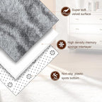 TWINNIS Super Soft Shaggy Rugs Fluffy Carpets, 4x5.9 Feet, Indoor Modern Plush Area Rugs for Living Room Bedroom Kids Room Nursery Home Decor, Upgrade Anti-Skid Rectangular Fuzzy Rug, Grey Black