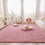 Pink Rabbit Plush Rug 6'x9', Fluffy Faux Fur Shaggy Area Rug for Nursery, Kids Room Decor, Soft Fuzzy Carpet for Living Room, Bedroom, Teen Girls Room