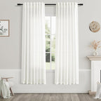 Nanspring Ivory Semi Sheer Curtains 72 Inches Long 2 Panels Set for Bedroom Back Tab Rod Pocket Light Filtering Privacy Drapes Cotton Linen Textured Farmhouse Living Room Curtain 52X72 Inches