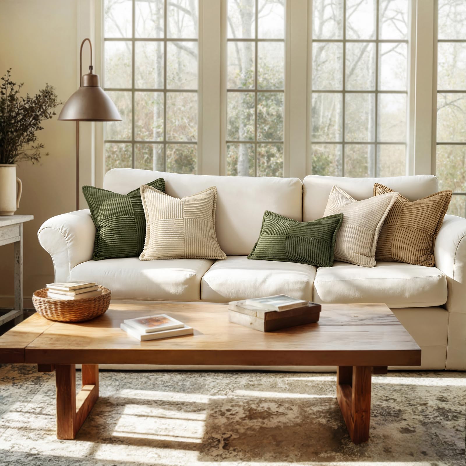 MIULEE Decorative Throw Pillow Covers for Couch 18x18 Inch Olive Green
