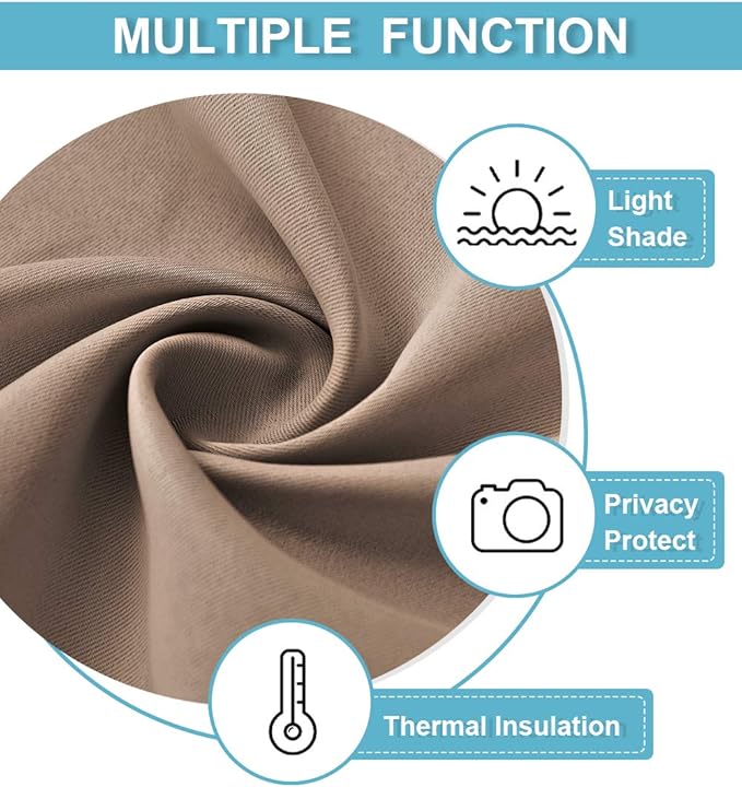 RYB HOME Kitchen Blackout Curtains Over Sink 36 inch Length, Rod Pocket Summer Light UV Blocking Energy Efficient, Cabinet Shelf Cupboard Coverings, Width 29 by Length 36, Mocha, 2 Panels