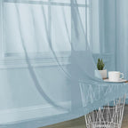 OVZME Sky Blue Sheer Curtains 63 Inches Long 2 Panels - Soft Light Filtering Window Sheer Panels for Living Room/Bedroom, Top Dual Rod Pocket, 1 Pair, Each 42Wx63L Inches