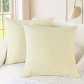 CaliTime Throw Pillow Covers Decorative 24 X 24 Inches Pack of 2 Cozy Chenille Cushion Cases for Couch Sofa Bed Living Room Home Beige