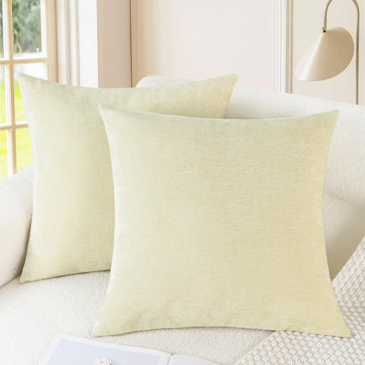 CaliTime Decorative Couch Throw Pillow Covers 24 X 24 Inches Navy Blue