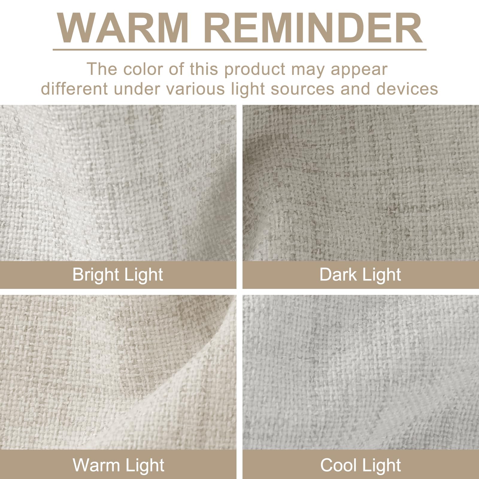 Linen Textured Total Blackout Curtains for Bedroom 72 Inches Long, Beige