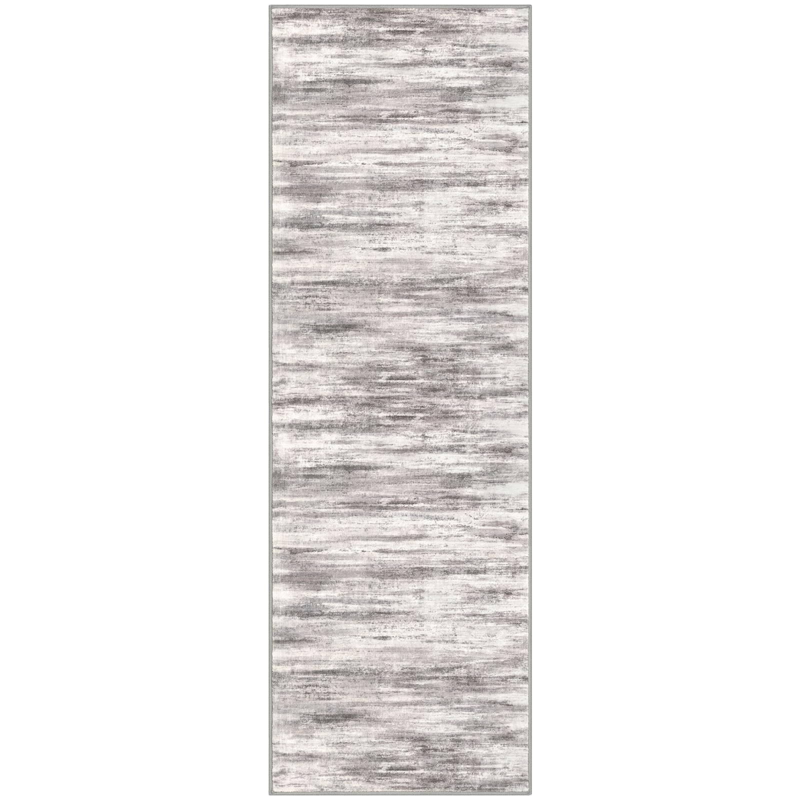 KOZYFLY 3x8 Ft Rug Modern Ombre Runner Rug for Hallway, Washable Kitchen Rugs Non-Slip Soft Striped Entryway Rug, Print Grey/Light Beige/Brown Abstract Carpet for Laundry Nursery