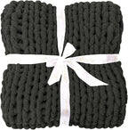 Bigacogo Chunky Knit Throw Blanket for Couch, 80x90 inches, Dark Grey