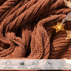 lifein Throw Blanket for Couch, Soft Boho Decor Bed Throw,Cozy Burnt Orange Chenille Knitted Small Farmhouse Lightweight Throw (Rust,60 * 80")
