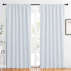 NICETOWN Bedroom Window Curtain Panels - Window Treatment Thermal Insulated Rod Pocket Room Darkening Curtains/Drapes for Patio Door (Greyish White, 2 Panels, 62 in x 84 in (W x L))
