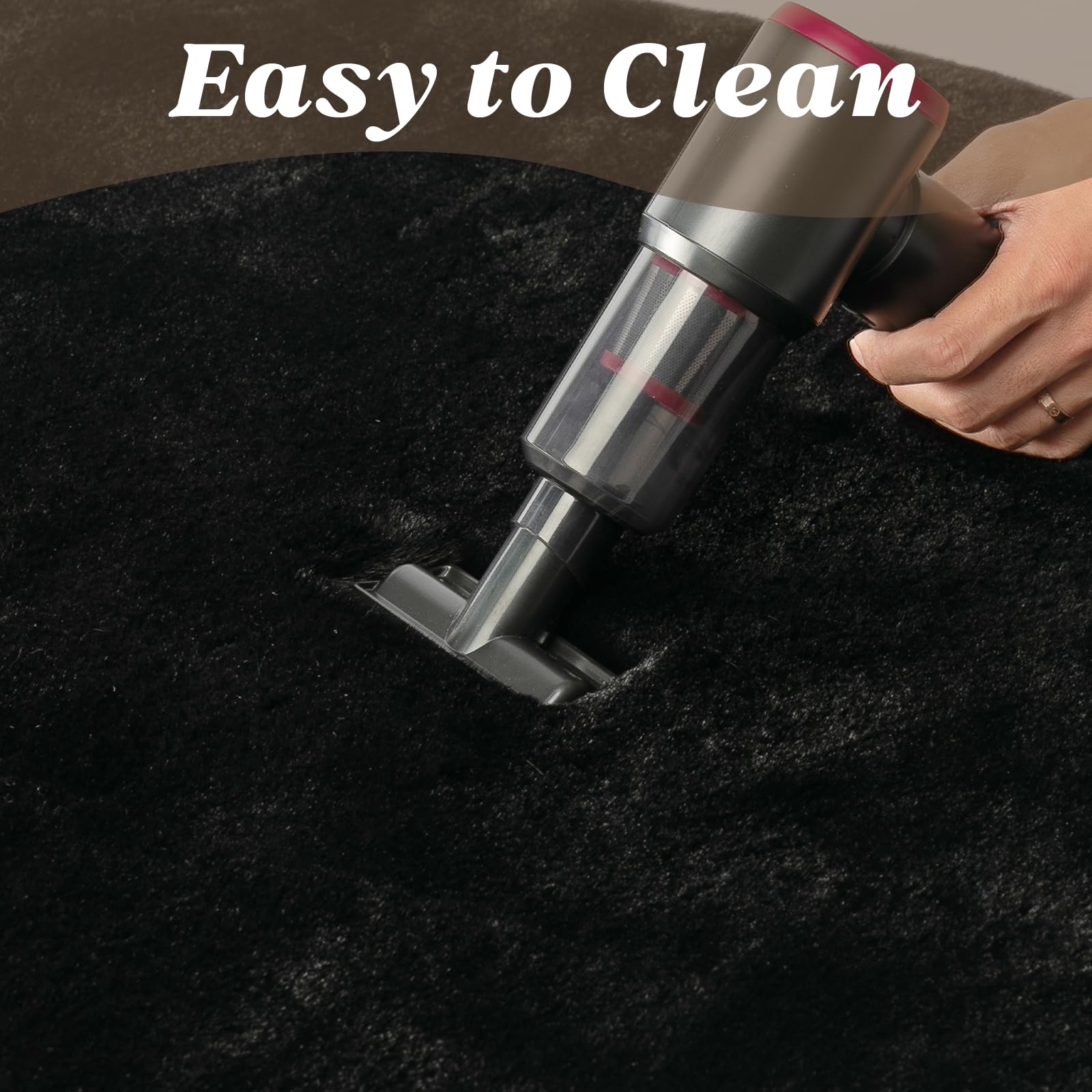 ThreadGlobe Fluffy Faux Rabbit Fur Rug Runner 2'x6', Ultra Soft & Non-Slip Rugs for Bedroom, Living Room, Nursery, No Shedding Machine Washable Rug, Black, 2x6 Ft