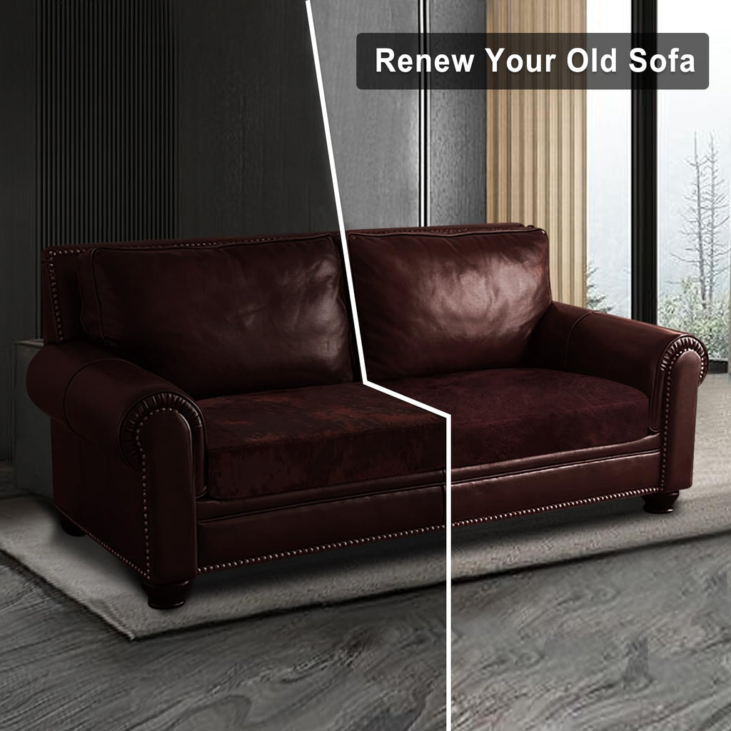 ANARACHON Leather Look Couch Cushion Covers Sofa Seat Slipcovers Sets Couches Furniture Protector for Sectional Armchair Loveseat Pets Kids Stretch Spandex Fabric (1 Cushion Loveseat, Burgundy)