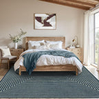 Latte&Fog 5x7 Area Rugs for Living Room Bedroom, Blue Modern Abstract Washable Rug, Boho Non Slip Low Pile Carpet for Indoor Dining Room, Dorm, Classroom, College Dorm, Farmhouse and Kids Room - Blue
