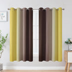 Estelar Textiler Brown and Yellow Blackout Curtains for Kids Room, Full Room Darkening Grommet Ombre Curtains for Bedroom, Thermal Insulated Light Blocking Gradient Drapes, 52Wx63L, 2 Panels