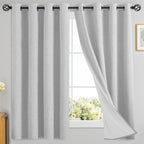 Yakamok White Linen Textured Curtains 63 Inches Long for Living Room