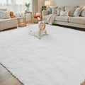 8x10 Area Rugs for Living Room,White Large Shaggy Carpet Plush Furry Rug