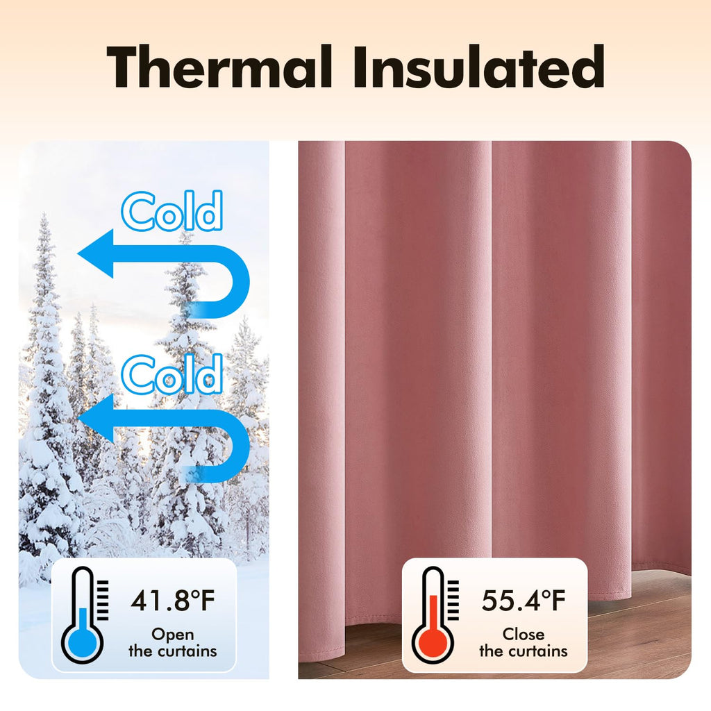 MIULEE Velvet Curtains Blush Pink 52 x 96 Inch Length Set of 2