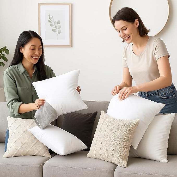 LANE LINEN Throw Pillow Insert - Pack of 2 16x16 Pillow Inserts for Decorative Pillow Covers, Throw Pillows Insert for Couch - White