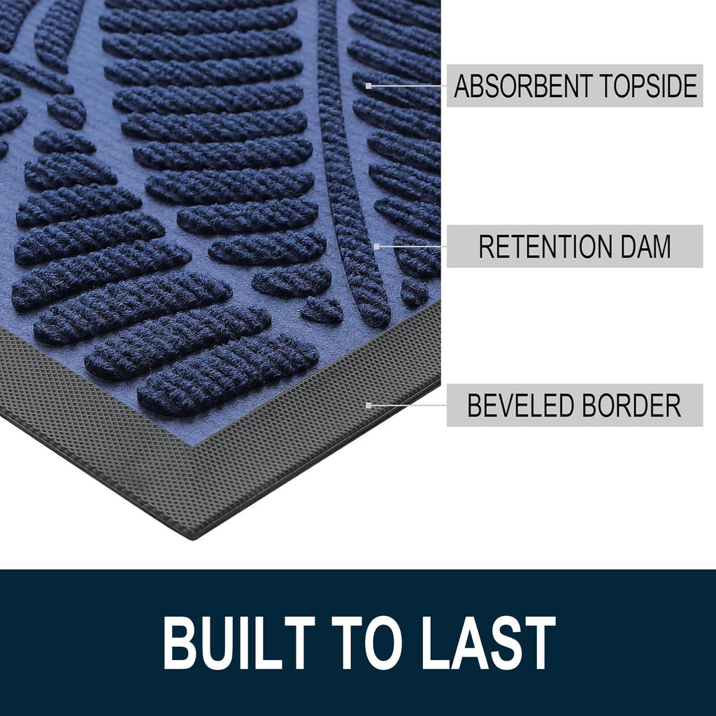 Colorxy Waterproof Front Doormat, Sturdy Natural Rubber Door Mat, 29.5x17