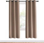 NICETOWN Kitchen Blackout Curtains and Drapes, 1 Pair, 34 inches by 70 Inch, Cappuccino, Triple Weave Energy Saving Thermal Insulated Solid Grommet Blackout Panels for Patio