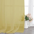 Chyhomenyc Sheer Mustard Yellow Curtains 90 inches Long 2 Panels, Light Filtering Soft Airy Solid Elegant Voile Window Treatment Drapes for Bedroom Living Room Wedding Party Decor, 42 Wx90 L Inches