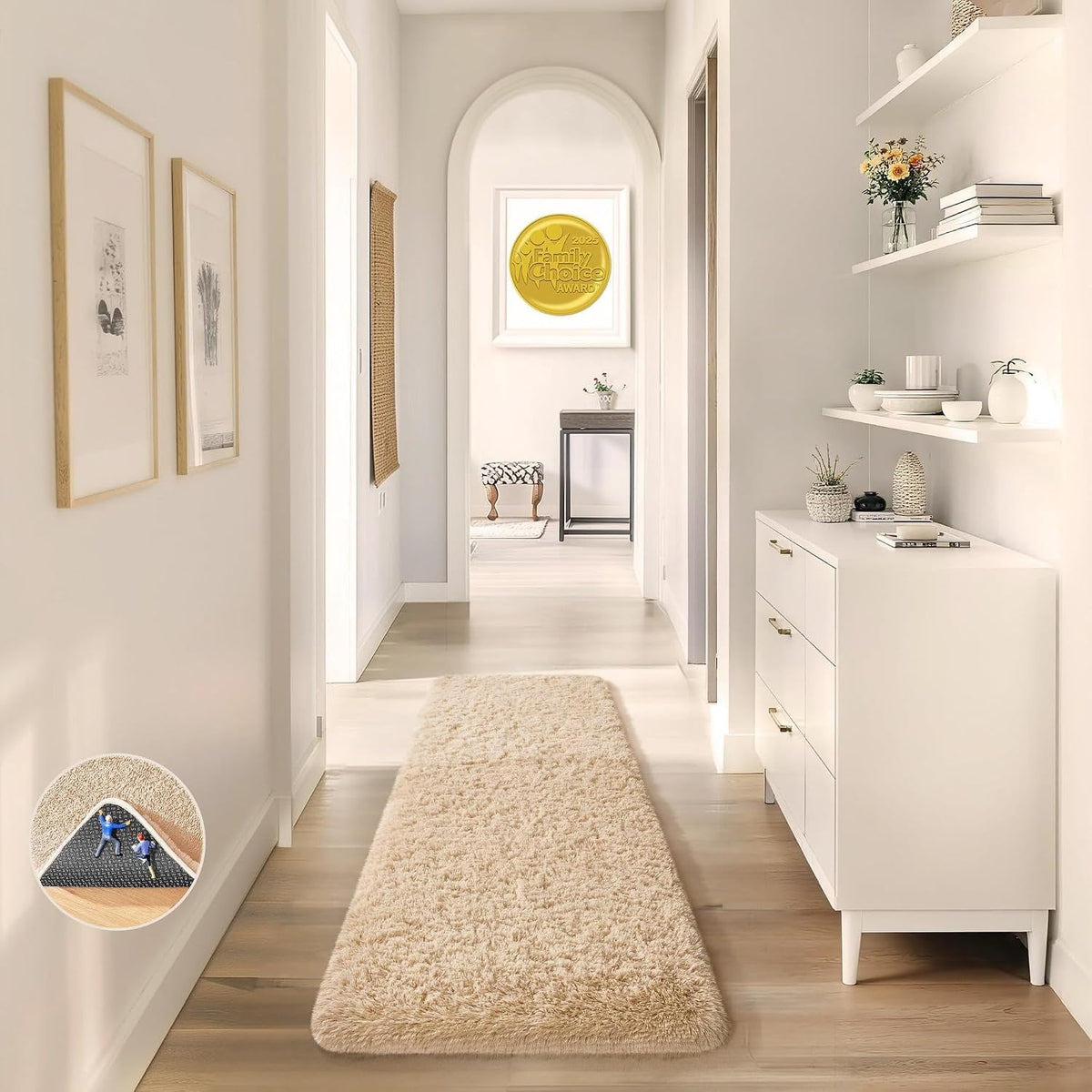 Ophanie 2x6 Washable Runner Rug for Hallway,Non-Slip Fluffy Soft Bedside Rugs, Bedroom Living Room Grey Shaggy Gray Carpet for Kids Girls Boys Dorm Nursery Home Decor Aesthetic