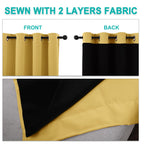 NICETOWN 100% Blackout Curtains with Black Liners, Solid Thermal Insulated Full Blackout 2-Layer Lined Drapes, Energy Efficiency Window Draperies for Bedroom (2 Panels, 46" W by 54" L, Bright Yellow)