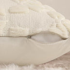 decorUhome Beige Bow Pillow Covers Set of 2 Coquette Aesthetic Cute Preppy Plush Faux Pillowcases for Girly Bedroom or Couch 12x20 Inch