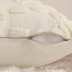 decorUhome Beige Bow Cute Girl Faux Fur Throw Pillow Covers 18x18 Set of 2