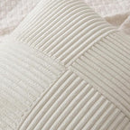 MIULEE Beige Decorative Euro Sham Pillow Covers 24x24 Inch for Bed Couch Sofa Pack of 2 Boho Neutral Farmhouse Throw Pillows Soft Cross Corduroy Patchwork Textured Cushion Cases