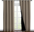 NICETOWN Taupe Full Shade Curtain Panels, Pair of Energy Smart & Noise Blocking Out Blackout Drapes for Dining Room Window, Thermal Insulated Guest Room Lined Window Dressing(Taupe, 55 x 86 inch)