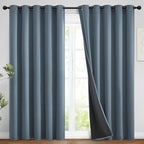 Yakamok 100% Blackout Lined Panels, Room Darkening Thermal Insulated Blackout Curtains for Bedroom, Heat Blocking Drapes for Living Room(62Wx96L, Stone Blue, 2 Panels)