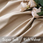 MIULEE Velvet Curtains 84 inches 2 Panels - Luxury Blackout Curtains for Bedroom Living Room Thermal Insulated Super Soft Window Drapes Rod Pocket & Back Tab, Camel Beige, W52 x L84 inches