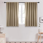 Deconovo Blackout Curtains for Kitchen Window Back Tab and Rod Pocket Curtains Room Darkening Curtains 52Wx45L Inch Khaki 2 Panels
