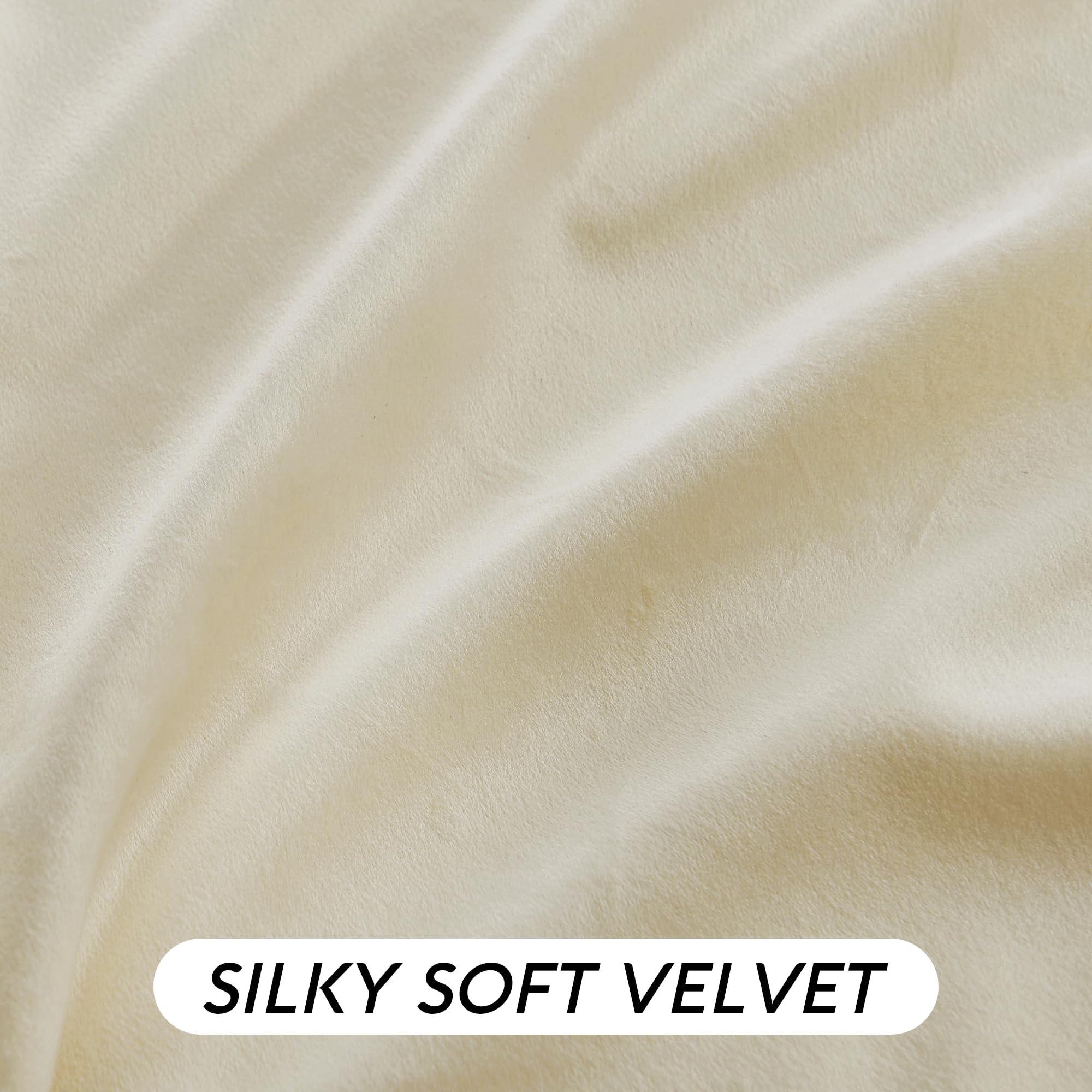 RYB HOME Beige Velvet Curtains 84 inches for Bedroom Living Room