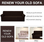 U-NICE HOME Oversized Stretch Couch Cover Slipcover, Chocolate