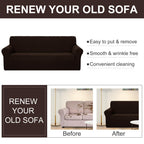 U-NICE HOME Oversized Stretch Loveseat Couch Cover, Chocolate