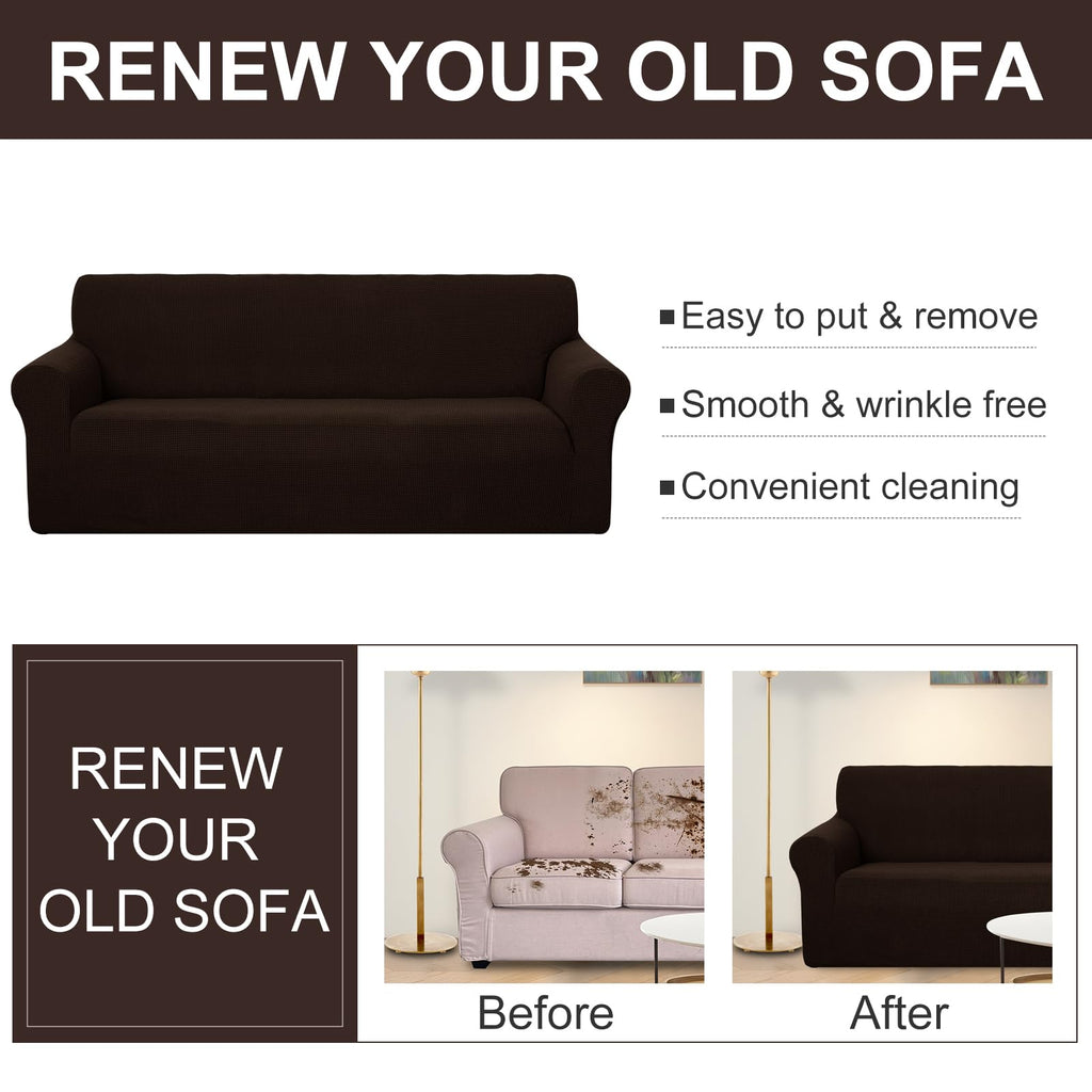 U-NICE HOME Oversized Stretch Couch Cover Slipcover, Chocolate