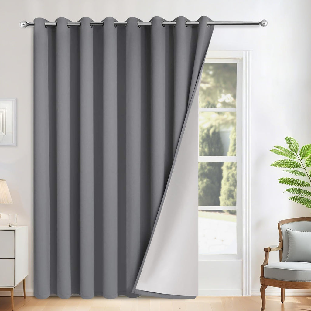 Yakamok 100% Blackout Curtains W100xL84 inch Black Sliding Door Drapes