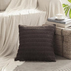 Fancy Homi 4 Packs Boho Dark Brown Decorative Throw Pillow Covers 24x24 Inch for Living Room Couch Bed Sofa, Rustic Modern Farmhouse Home Decor, Soft Plush Corduroy Cute Square Cushion Case 60x60 cm