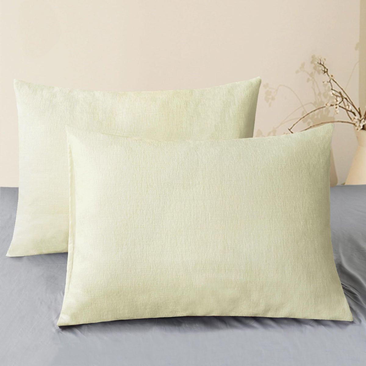 CaliTime Decorative Standard Throw Pillow Covers 26 X 20 Inches True White