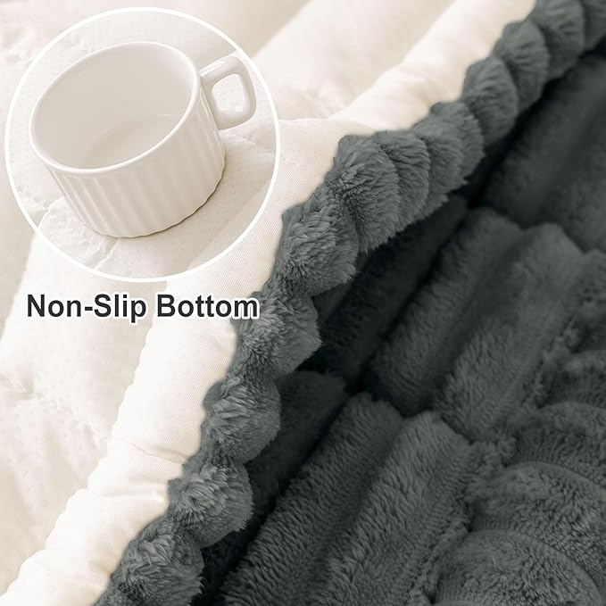 hyha Couch Covers for Dogs Washable, Non Slip Plush Dog Sofa Protectors, Fuzzy Pet Couch Covers for 3 Cushion Sofa Pet Friendly (Dark Grey, 27.6" x 59")