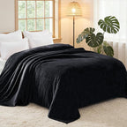 Exclusivo Mezcla Fleece Blanket Twin Size for Bed, Super Soft and Warm, All Season, Cozy, Plush, Lightweight, 60x80 Inches Black